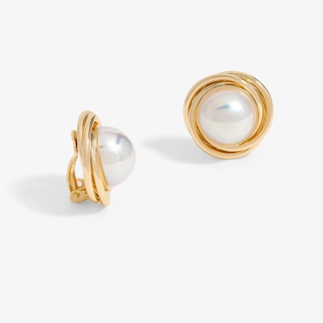 Jon Richard Gold Plated Polished Twist And Pearl Stud Earrings Gold
