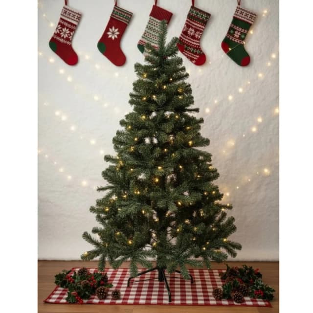 Outdoor Living Pre-Lit Green Artificial Christmas Tree - 7FT with 210 LED lights Green Unisex 7ft