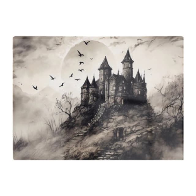 Warren Reed Designer A Realistic Drawing Of A Haunted Castle Glass Chopping Board
