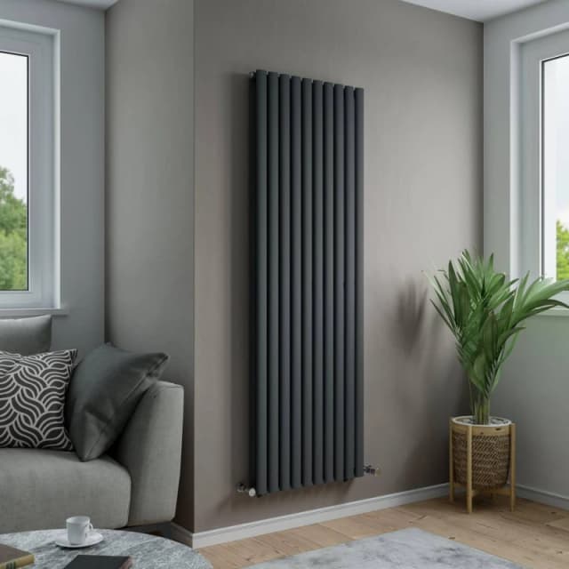 Agadon Solo Duplex Designer Oval Tube Radiator in Dark Grey Size: 1800mm x 480mm Dark Grey Unisex 1800mm x 480mm