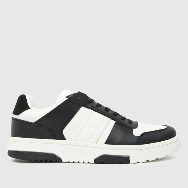 Tommy Jeans leather cupsole 2.0 trainers in Black & white