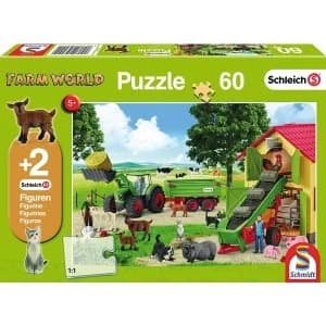 Schleich: Hay Harvest on the Farm 60 Piece Jigsaw Puzzle + Two Figures