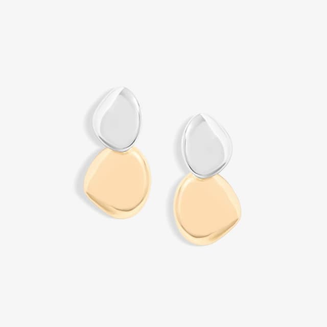 Mood Two Tone Polished Pebble Drop Earrings - Silver Silver One Size