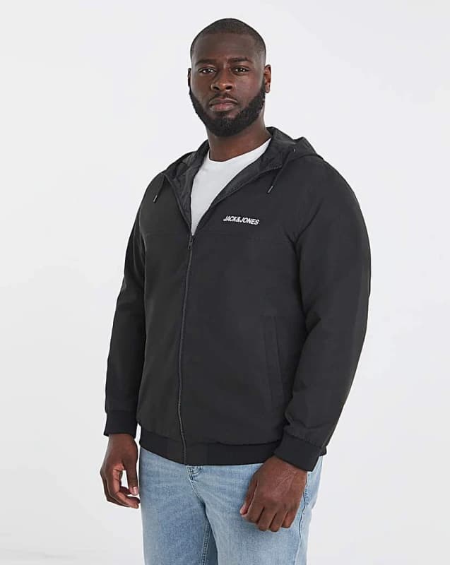 jack & jones Jack & Jones Rush Hooded Bomber Jacket Black - JACK & JONES - Size: L(47) Black Male L(47) LM13502