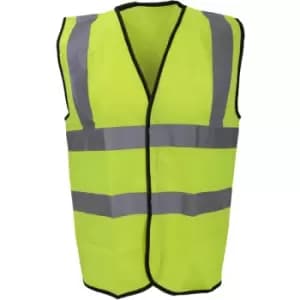 Mens High Visibility Safety Waistcoat / Vest (l) (Fluorescent Yellow) - Fluorescent Yellow - Warrior