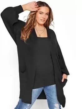 Yours Balloon Sleeve Fine Gauge Cardigan - Black, Size 18-20, Women