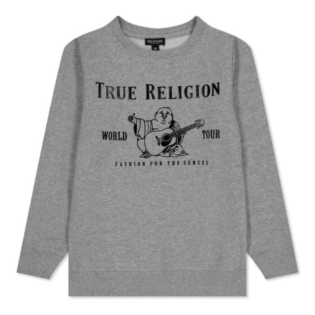 True Religion Foil Buddha Logo Sweatshirt Boy's - Grey Grey 13 - 14 Years