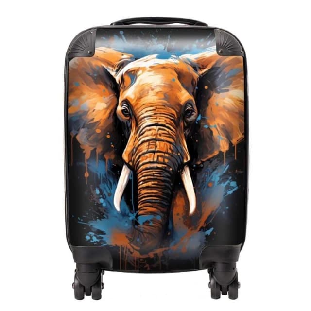 Warren Reed - Designer Splashart Elephant Blue Suitcase Size: Large Blue Unisex Large