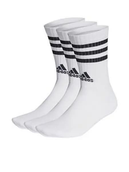adidas Cushioned 3 Stripe Crew Sock 3 Pack Juniors - Size C8 - C13