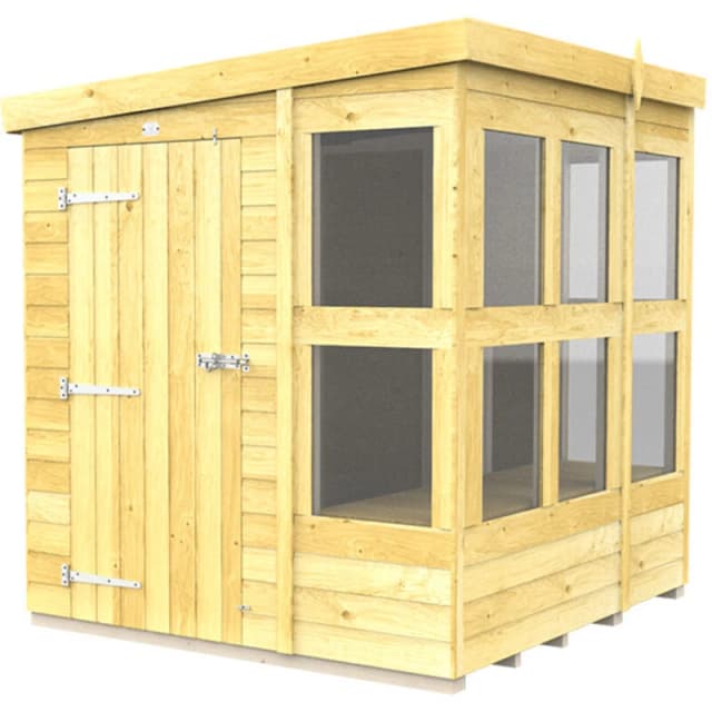 Flat Pack Sheds DIY Sheds 6 x 6 Pent Potting Shed, Brown 6X6PPSFF