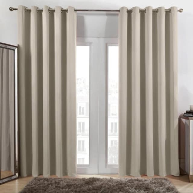 OHS OHS Pair of Thermal Ready Made Eyelet Blackout Curtains in Stone Size: 117cm width x 137cm drop Stone 117cm width x 137cm drop Unisex 5027434185
