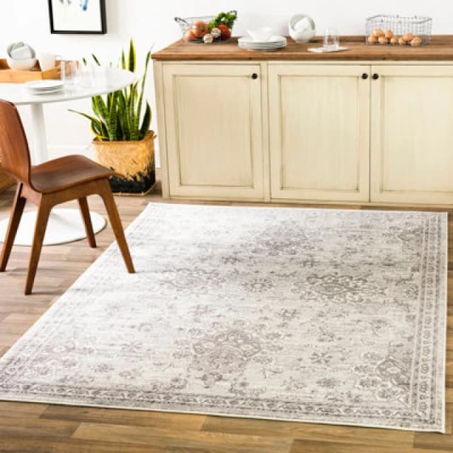 Livabliss Vintage Oriental Boho Light Grey Urmi Area Rug 160 X 220 Cm - Easy Care, Non Shedding, Ideal For Living Room & Bedroom