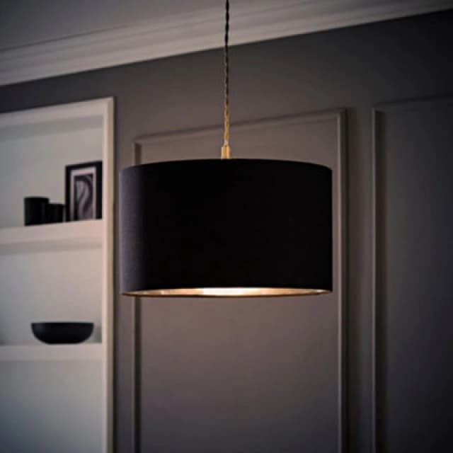 ValueLights ValueLights Reni Black with Chrome Inner Easy Fit Ceiling Lamp Shade and Bulb Size: Medium Black Medium Unisex 5059406062186