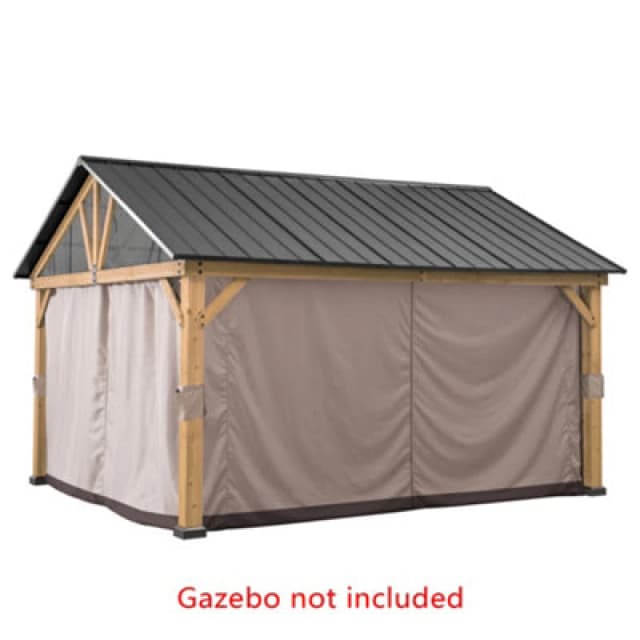 Replacement Curtain For Sunjoy Cedar Wood Gazebo - 335Cm X 399Cm, Khaki