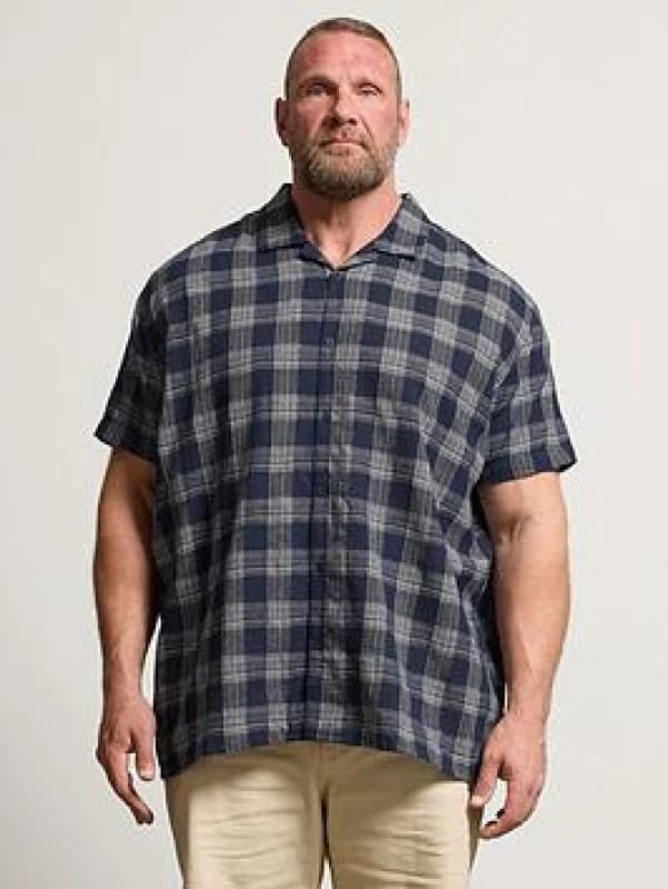 BadRhino BadRhino Men Textured Check PrinT-Shirt in Dark Navy Size: 5-6X-Large Dark Navy 5-6XL Male 5063589176561