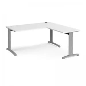TR10 desk 1600mm x 800mm with 800mm return desk - silver frame and