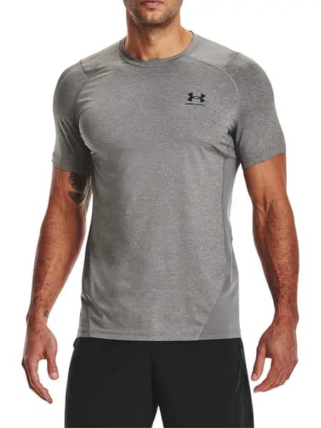 Under Armour HeatGear Fitted Short Sleeve T-Shirt Carbon Heather/Black XXL