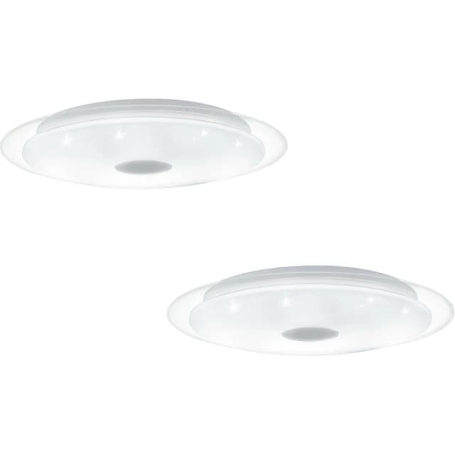 Loops 2 PACK Wall Flush Ceiling Light White Shade White Chrome Crystal Effect LED 24W White