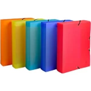 Linicolor Elasticated Box File PP A4 60mm, Assorted, Pack of 8