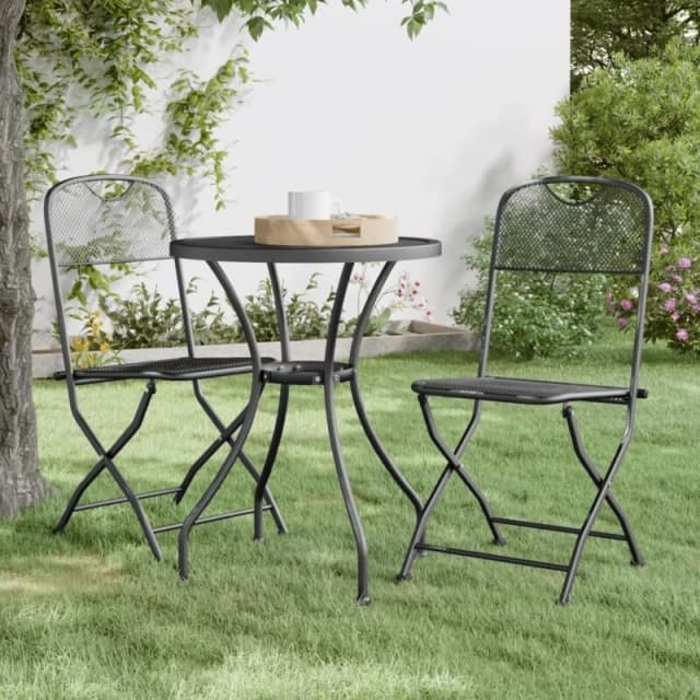 VIDAXL Folding Garden Chairs 2 pcs Expanded Metal Mesh Anthracite Vidaxl 8720286677650