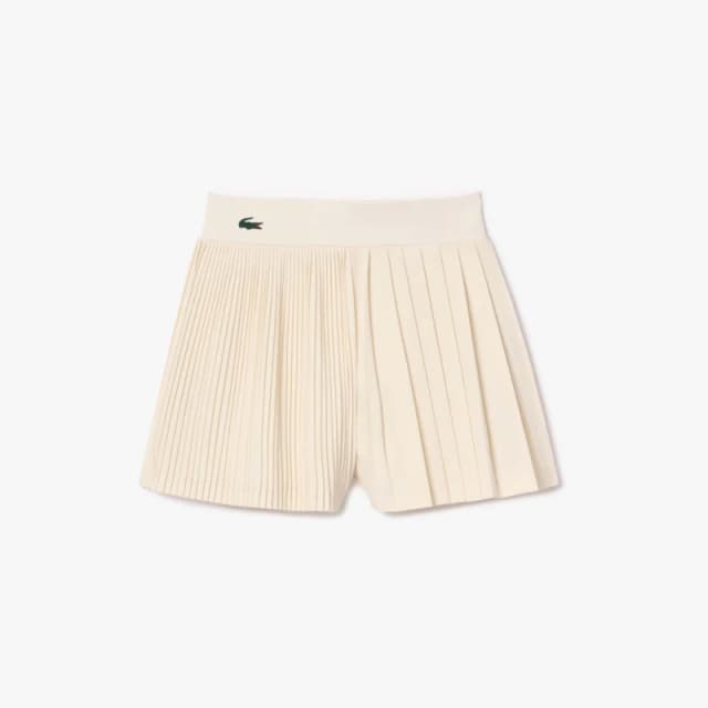 Lacoste Pleated Lined Tennis Shorts Cream female 12