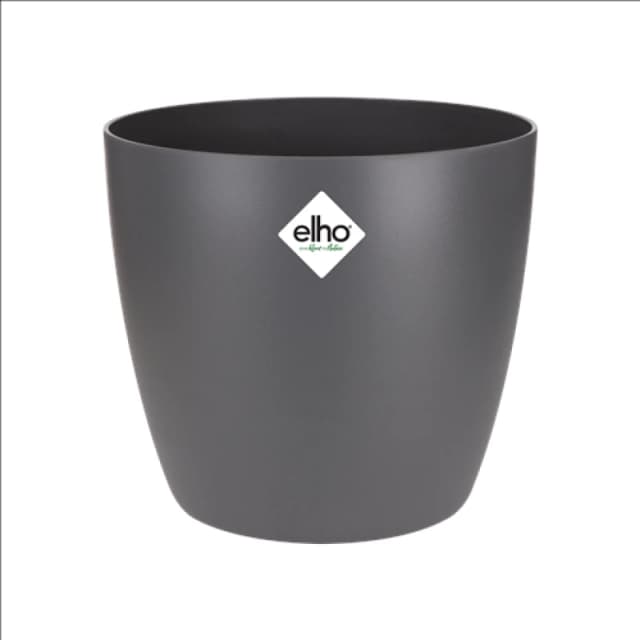 Elho Brussels 22cm Round Plastic Indoor Plant Pot - Anthracite