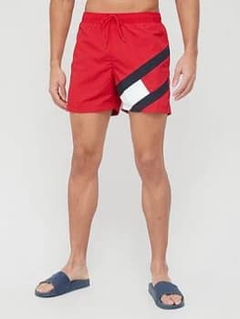 Tommy Hilfiger Slim Fit Medium Drawstring Swim Shorts - Red , Primary Red Size M Men