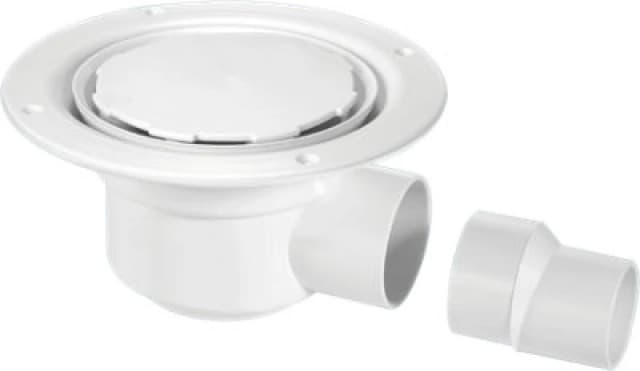 Mcalpine Tsg50Wh-Nsc 50mm Water Seal Trapped Gully, Clamp Ring And Cover Plate, 2" Horizontal Outlet And 2" X 1" Socket Reducer