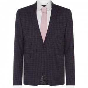 Label Lab Lennox Skinny Fit Check Lurex Suit Jacket - Navy