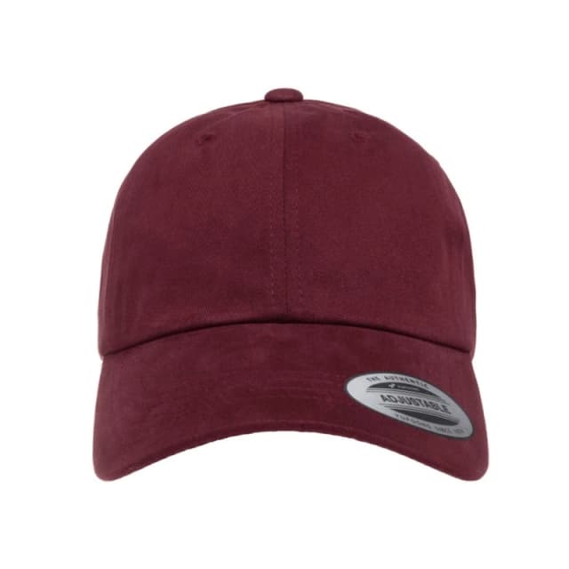 Flexfit by Yupoong Mens Peached Cotton Twill Dad Cap in Maroon Maroon Male One Size
