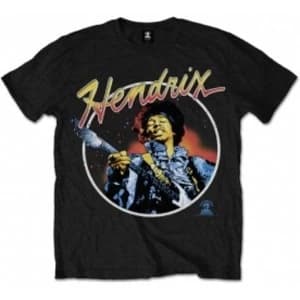 Jimi Hendrix Script Circle Mens Black T Shirt: Small