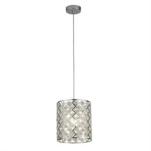 1 Light Round Pendant Chrome with Glass, E27
