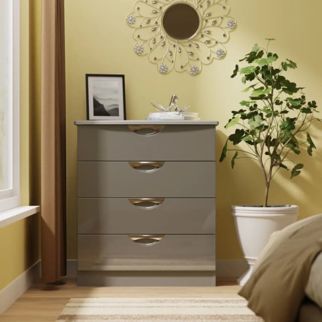 Ready Assembled 2 U Holborn 4 Drawer Chest (Ready Assembled) in Mid Grey Mid Grey Unisex