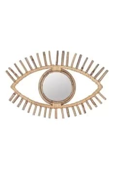 Small Rattan Woven Eye-Shaped Wall Mirror