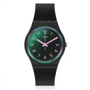Swatch LA Night Black Silicone Strap Watch