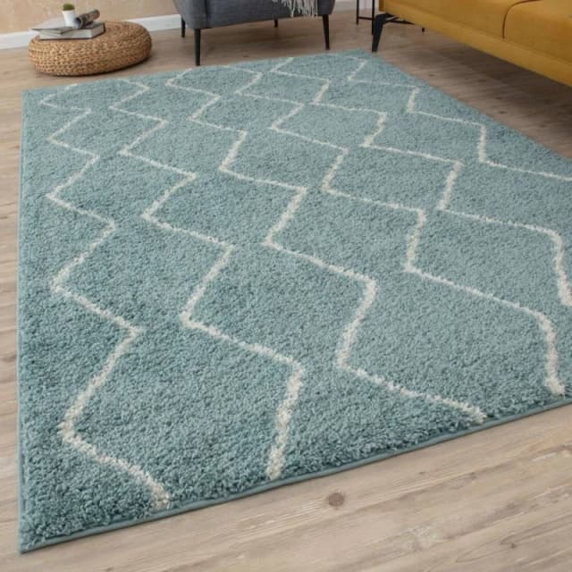 THE RUGS Soft Moroccan High Pile Shaggy Rugs & Runners Duck Egg Blue Living Room Size: 80cm x 300cm Duck Egg Blue Unisex 80cm x 300 cm