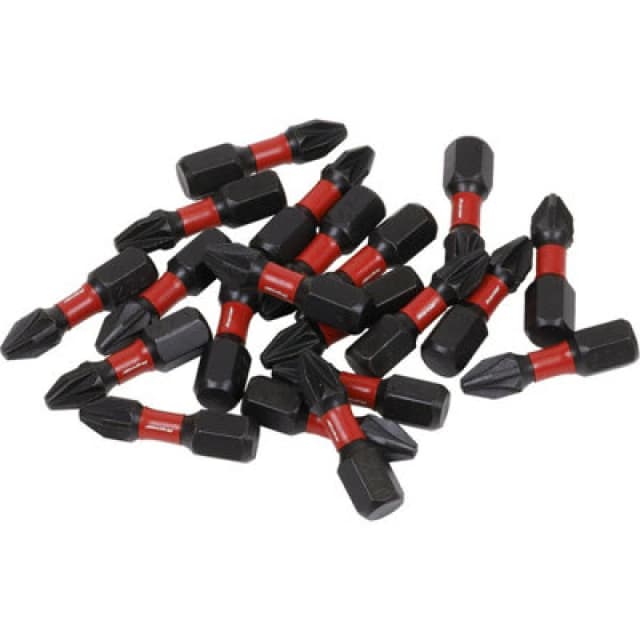 Loops 20 Piece 25mm Pozi Head #2 Impact Power Tool Bit Set - S2 Steel Drill Bits Metallics