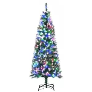 Christmas Tree Slim 5' with 250 Multi Coloured LED Lights - HOMCOM TJ Hughes