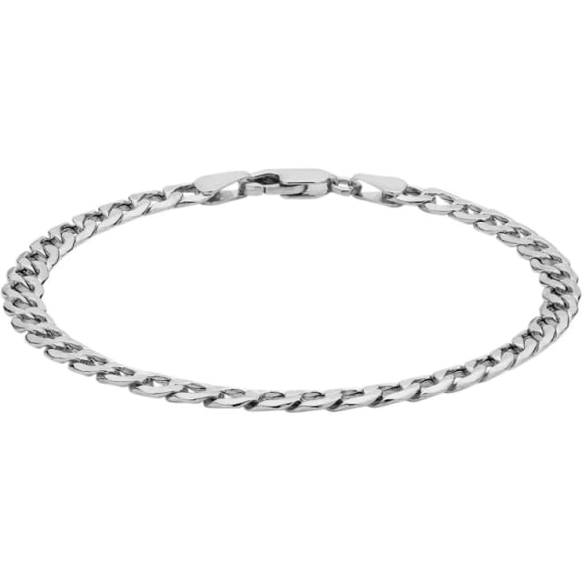 Be You 9ct Gold Hollow 6-Sided Curb Chain Bracelet White Gold female 7.5in