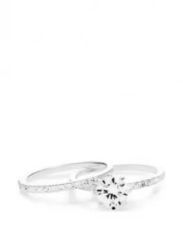 Simply Silver Sterling Silver Cubic Zirconia Solitaire Bridal Ring Set