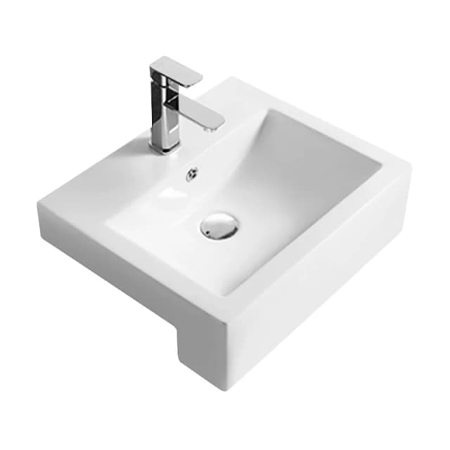 Balterley Square Semi Recessed 1 Tap Hole Compact Basin 530mm White