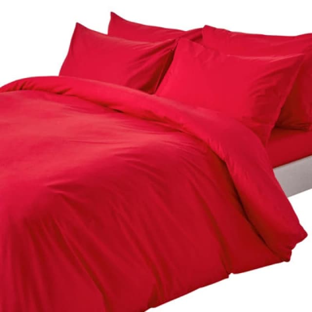 Homescapes Red Egyptian Cotton Single Duvet Cover With One Pillowcase, 200 Tc