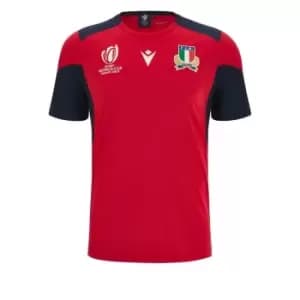 Macron Italy Rugby Training Shirt 2023 2024 Adults - Red