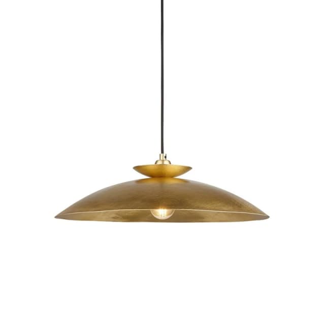 Livorno Dome Pendant Ceiling Light Hammered Brass, Brass Plate