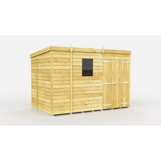 Buttercup Farm 9 x 6 Feet Pent Shed - Double Door W/ Windows - L178 x W276 x H201cm in Brown Brown Unisex