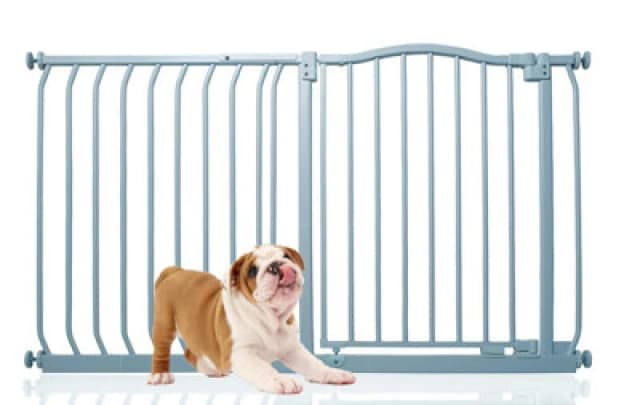 Bettacare Curved Top Dog Gate, 125Cm - 134Cm, Matt Grey, Pressure Fit Pet Gate For Dog And Puppy, Pet And Dog Barrier