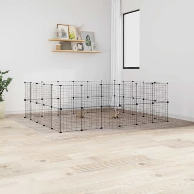 VIDAXL 44-Panel Pet Cage with Door Black 35x35cm Steel Vidaxl 8720287190738