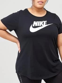 Nike NSW Essential Futura SS Tee (Curve) - Black, Size 22-24=2X, Women