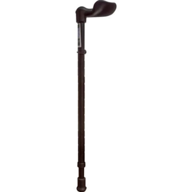 Loops Right Handed Ergonomic Handled Walking Stick - Telescopic Height - Matt Black Black