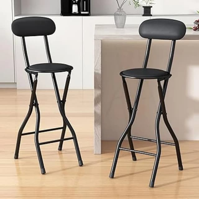 MCC Direct Folding Breakfast Bar Stool padded High Chair Set of 2 White in Black Unisex